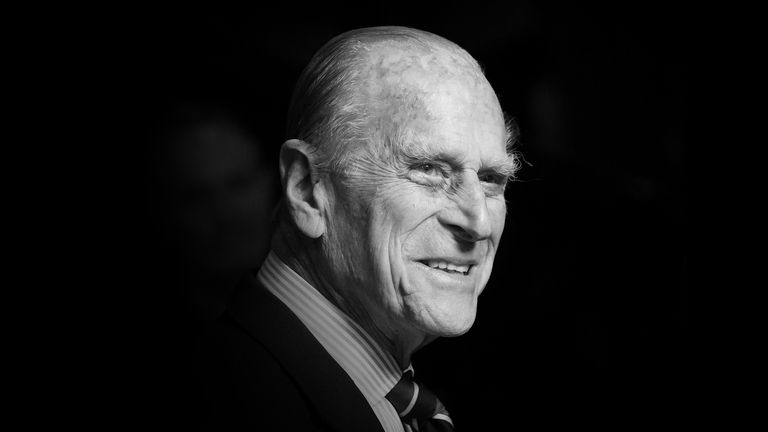 A black and white picture of Prince Philip